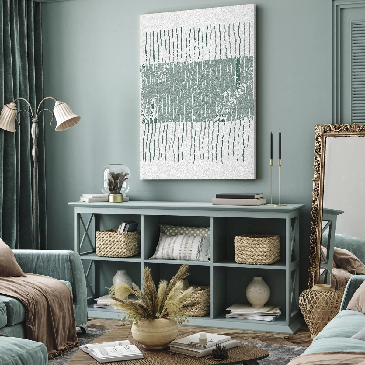 Quadro em tela - Abstração marinha - 45x80 cm