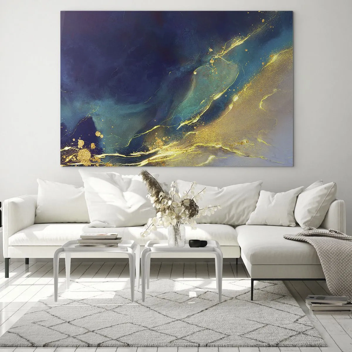 Quadro em vidro - Piscina dourada - 120x80 cm