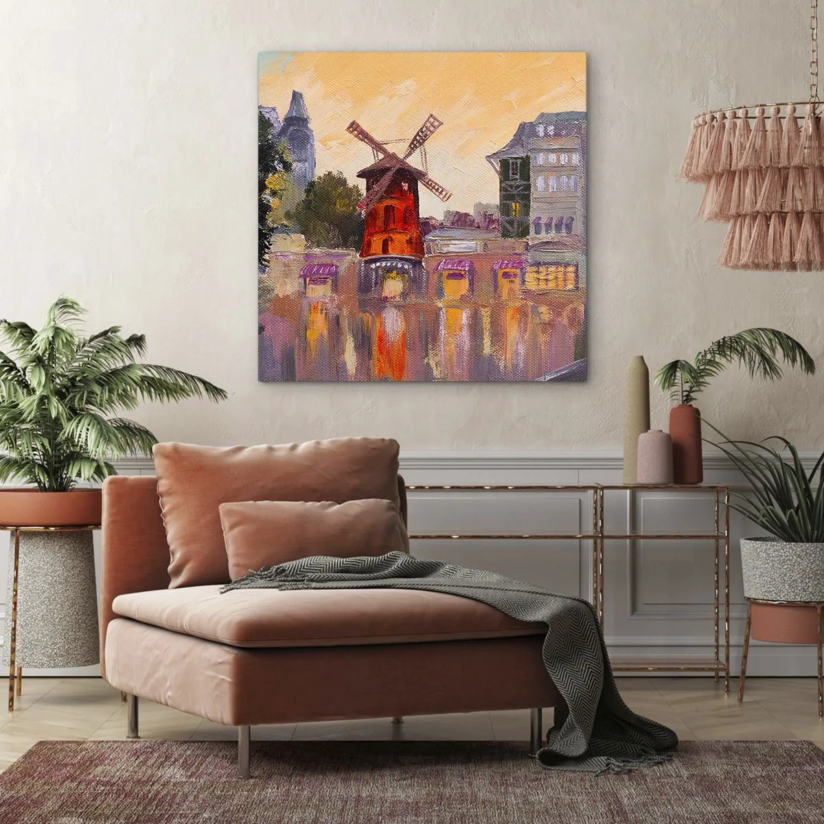 Quadro em tela - Ícones parisienses – Moulin Rouge - 30x30 cm