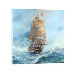 Quadro em vidro - Correndo sobre as ondas - 30x30 cm