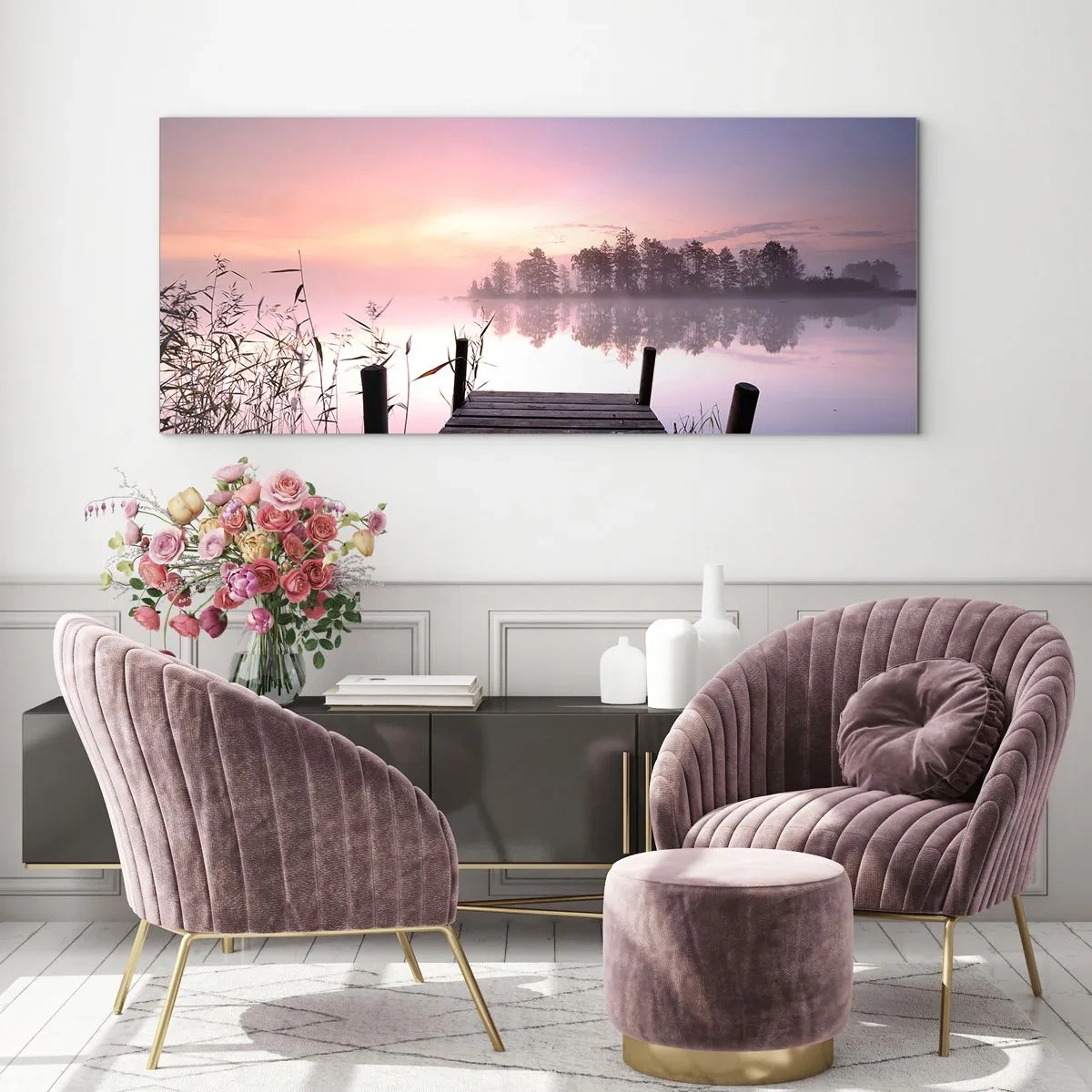 Quadro em vidro - Da névoa lilás... - 100x40 cm