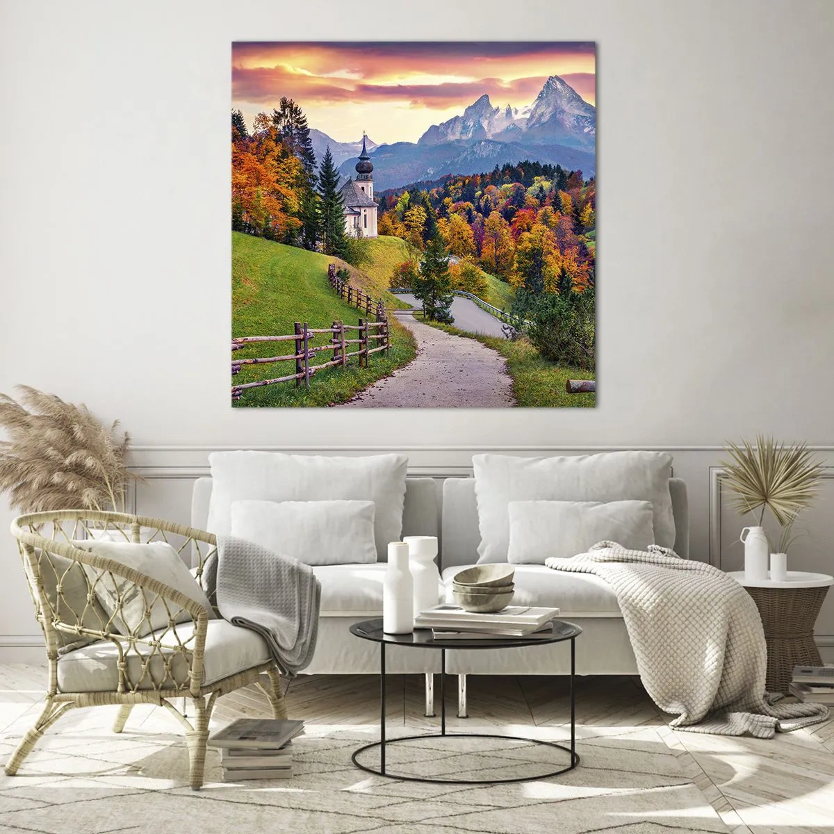 Quadro em vidro - Paisagem como uma pintura - 60x60 cm