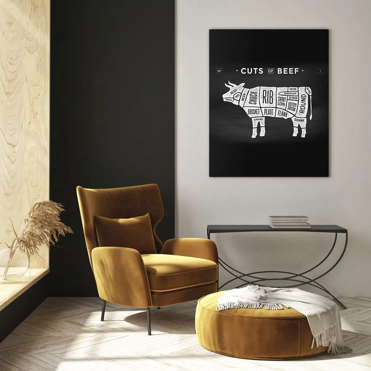 Quadro em vidro - Cartilha do talhante - 50x70 cm