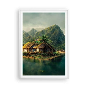 Pôster em moldura branca - Paraíso Tropical - 70x100 cm