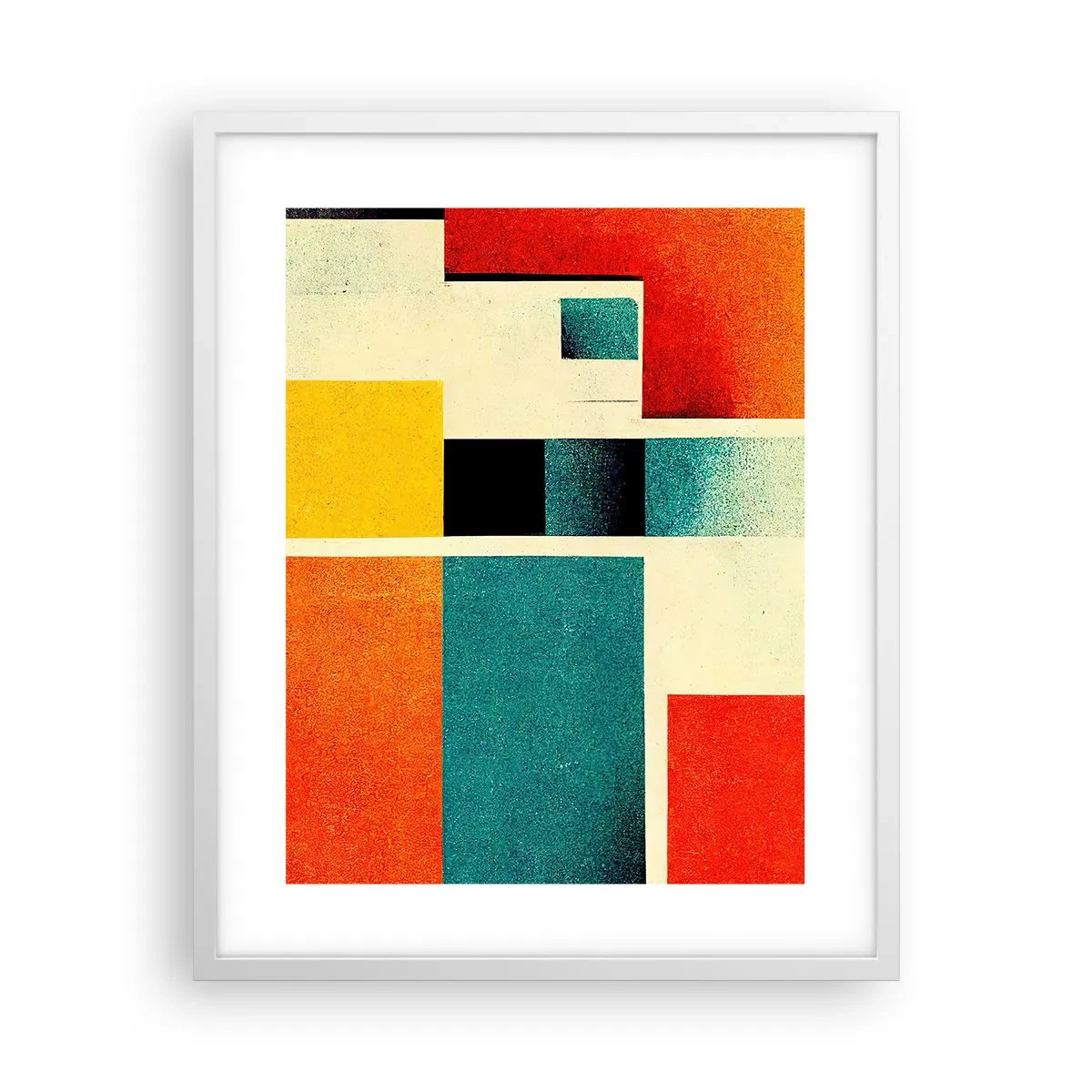 Pôster em moldura branca - Abstração geométrica – boa energia - 40x50 cm
