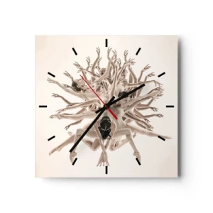 Relógio de parede - Relógio em vidro - Florescendo na dança - 30x30 cm