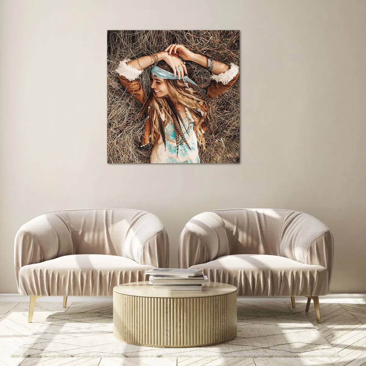 Quadro em vidro - A caminho do verão do amor - 60x60 cm