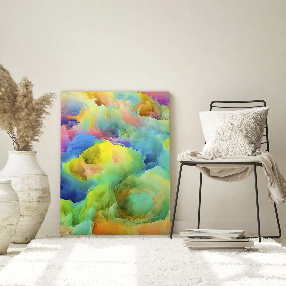 Quadro em vidro - Penugem arco-íris - 50x70 cm