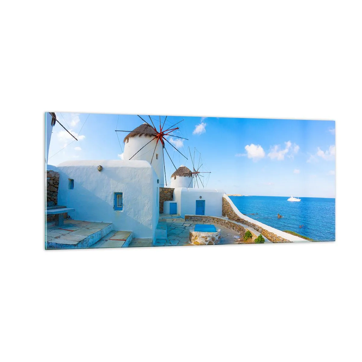 Quadro em vidro - Vento azul do mar - 100x40 cm