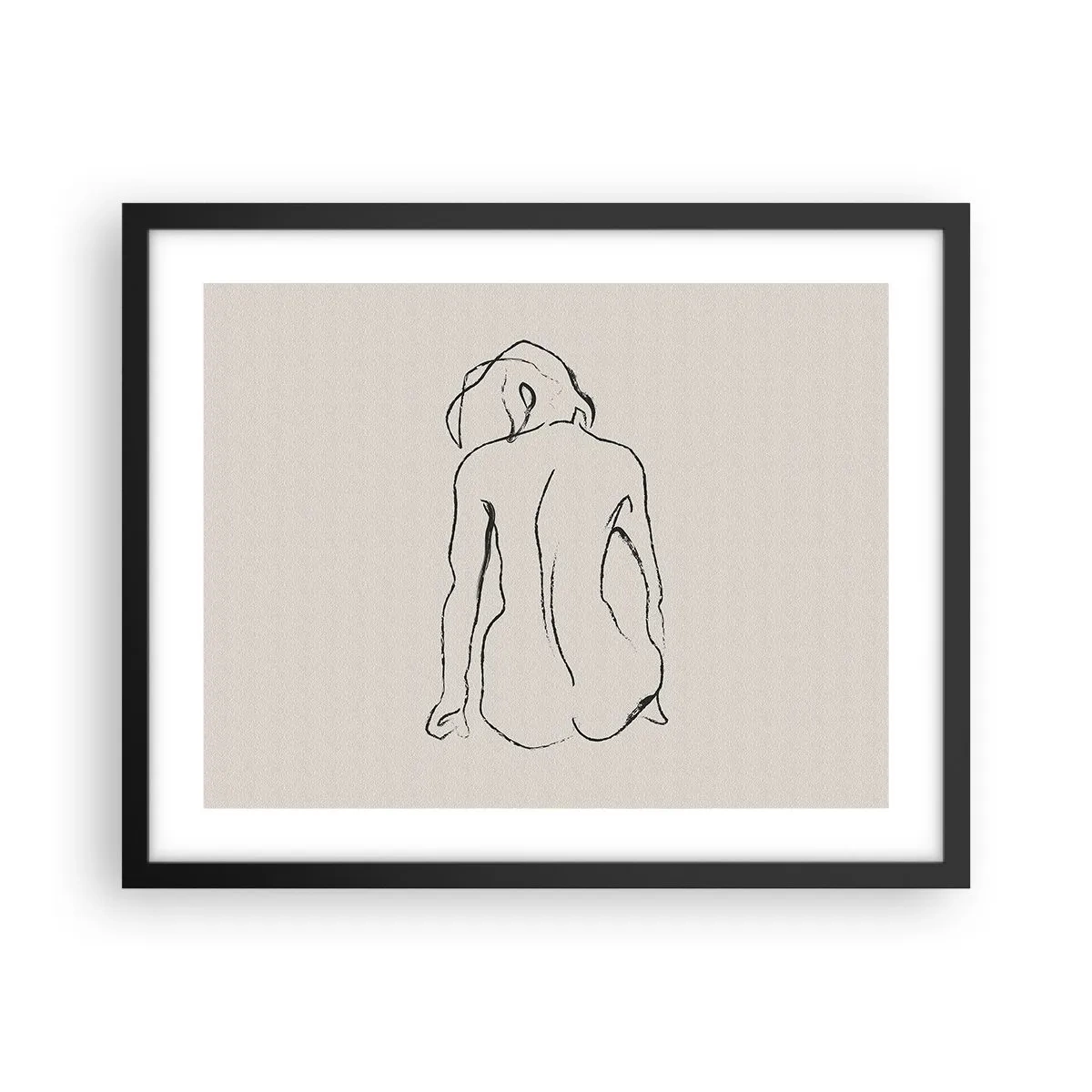 Pôster com moldura preta - Nu de rapariga - 50x40 cm