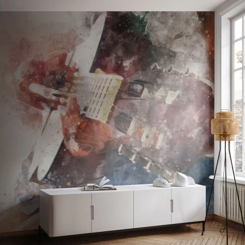 Papel de Parede Autocolante Deluxe Sticker - E o que acha? - Abstração, Música, Guitarra - 300x210 cm