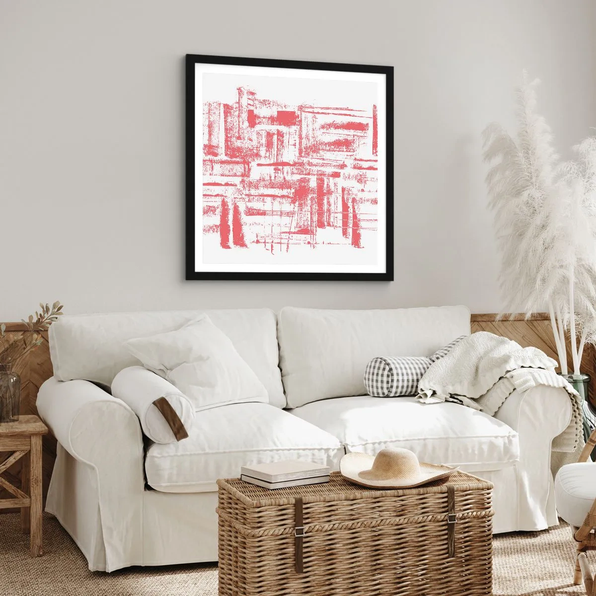 Pôster com moldura preta - Cidade Vermelha - 50x50 cm