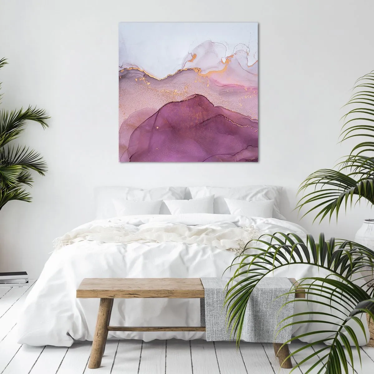 Quadro em tela - Ondas de lilás e roxo - 40x40 cm