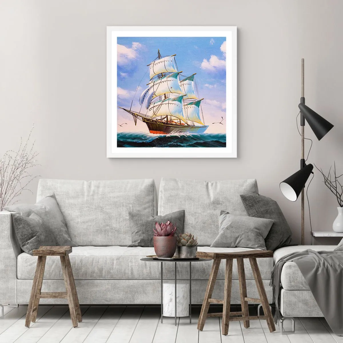 Pôster em moldura branca - Orgulhosamente com o vento - 40x40 cm