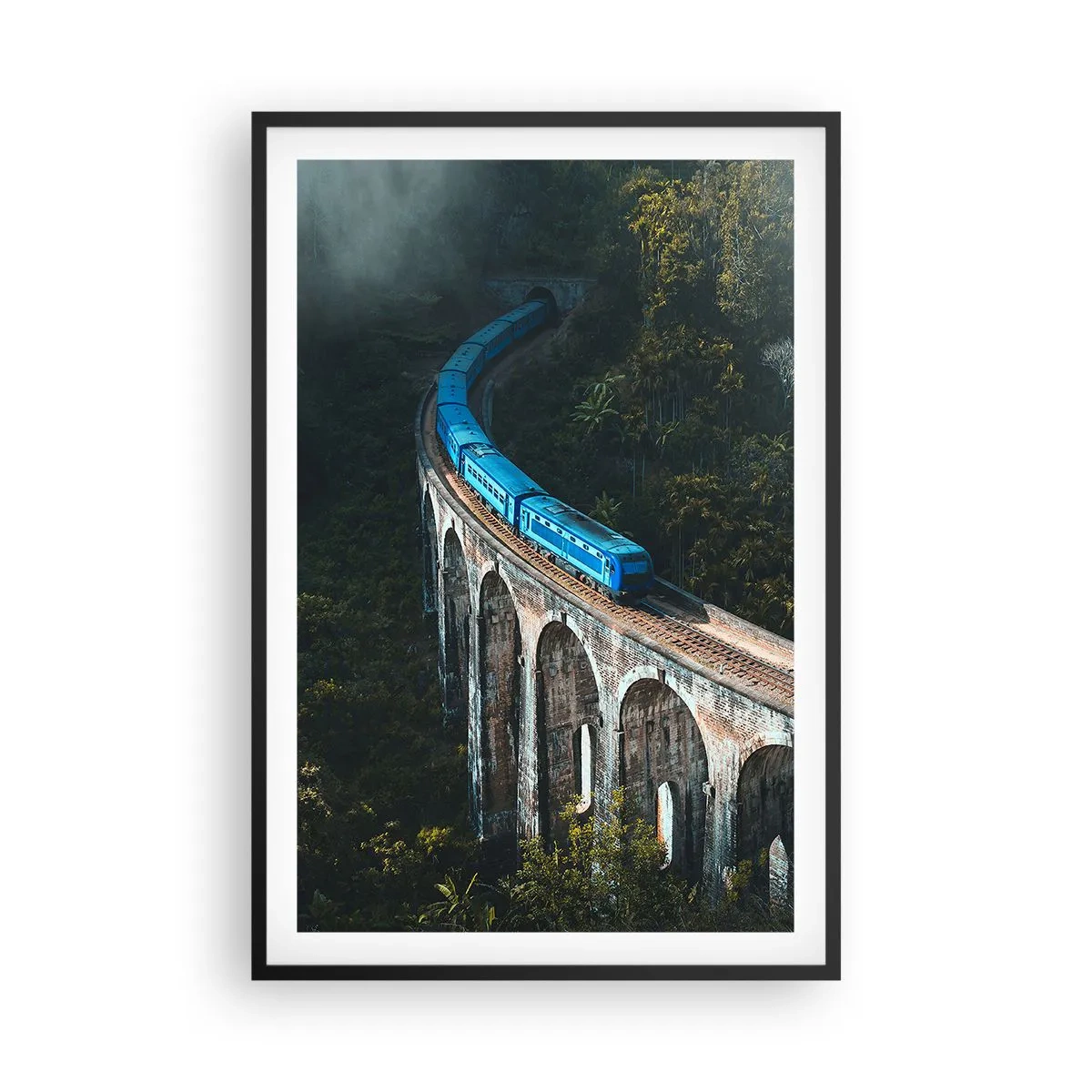 Pôster com moldura preta - Comboio para a natureza - 61x91 cm