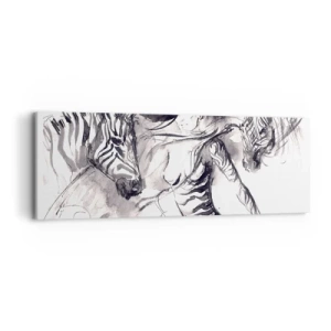 Quadro em tela - Dançando com as zebras - 90x30 cm