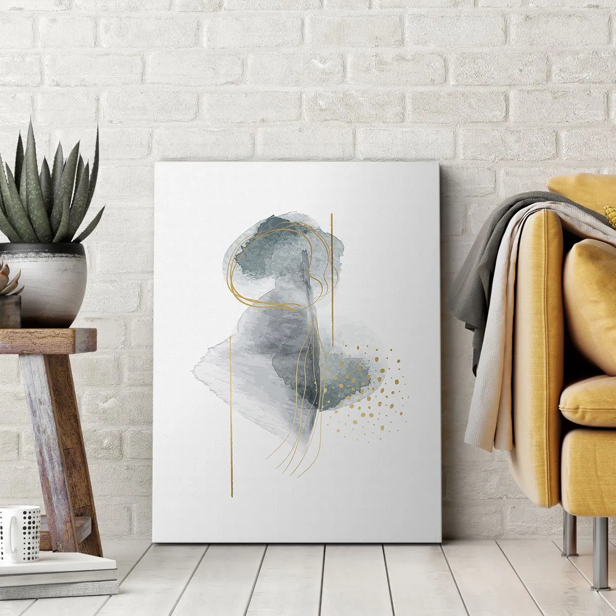 Quadro em tela - Sobre a relação entre o cinza e o dourado - 65x120 cm