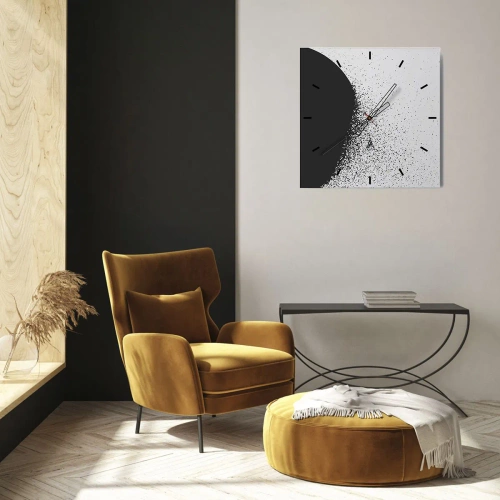 Relógio de parede - Relógio em vidro - Movimento das moléculas - 30x30 cm