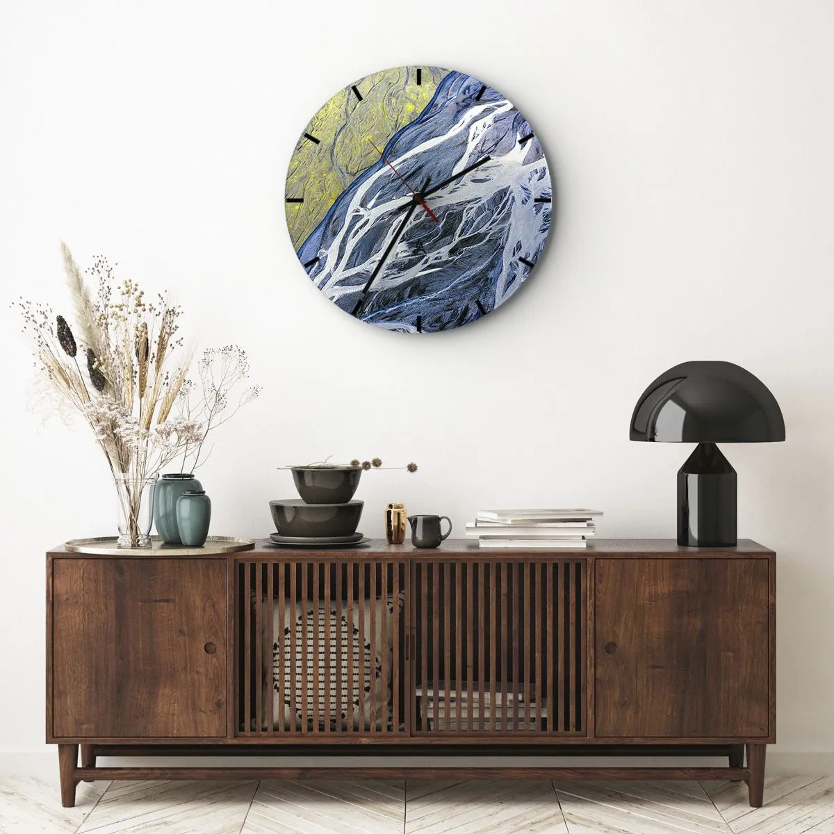 Relógio de parede - Relógio em vidro - Pinturas rupestres da natureza - 40x40 cm