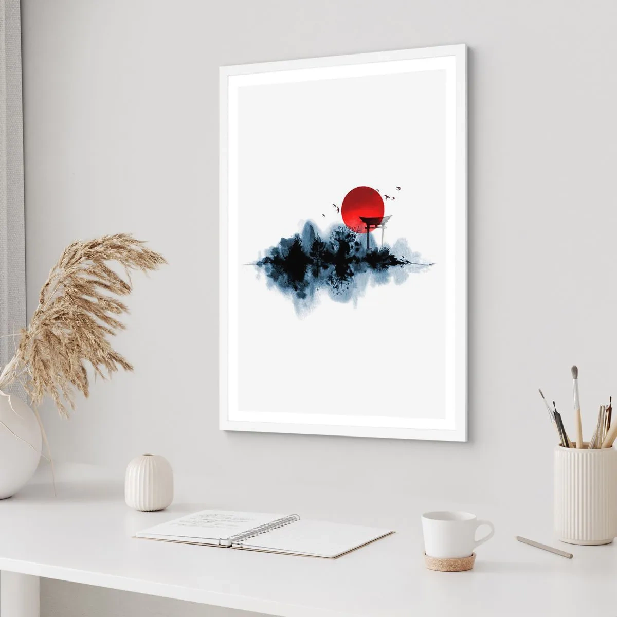 Pôster em moldura branca - Vista japonesa - 40x50 cm