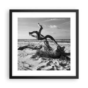 Pôster com moldura preta - Escultura do mar - 40x40 cm