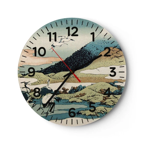 Relógio de parede - Relógio em vidro - No espírito japonês - 30x30 cm
