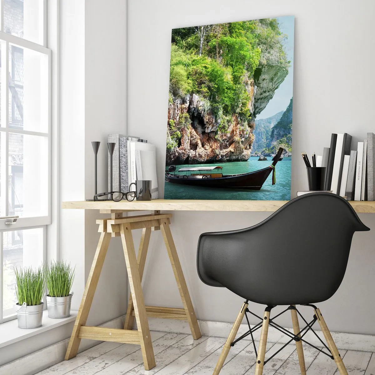 Quadro em vidro - Um convite para uma viagem exótica - 50x70 cm