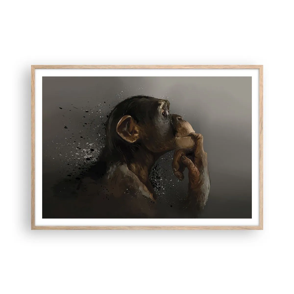 Pôster com moldura de carvalho claro - Certamente um pensador - 100x70 cm