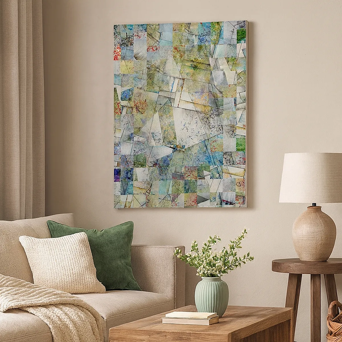 Quadro em tela - Embaralhamento geométrico - 50x70 cm