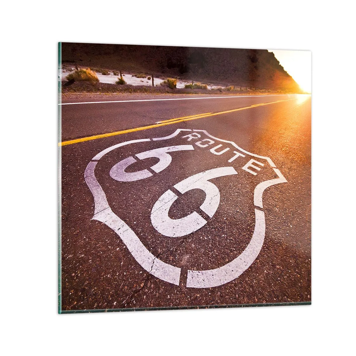 Quadro em vidro - A famosa estrada 66 - 40x40 cm