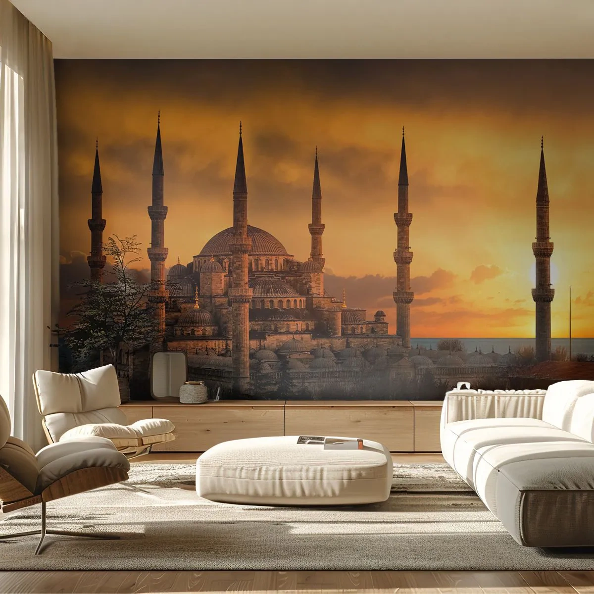 Papel de Parede Autocolante Deluxe Sticker - Deus é grande - Arquitetura, Mesquita, Istambul - 250x175 cm