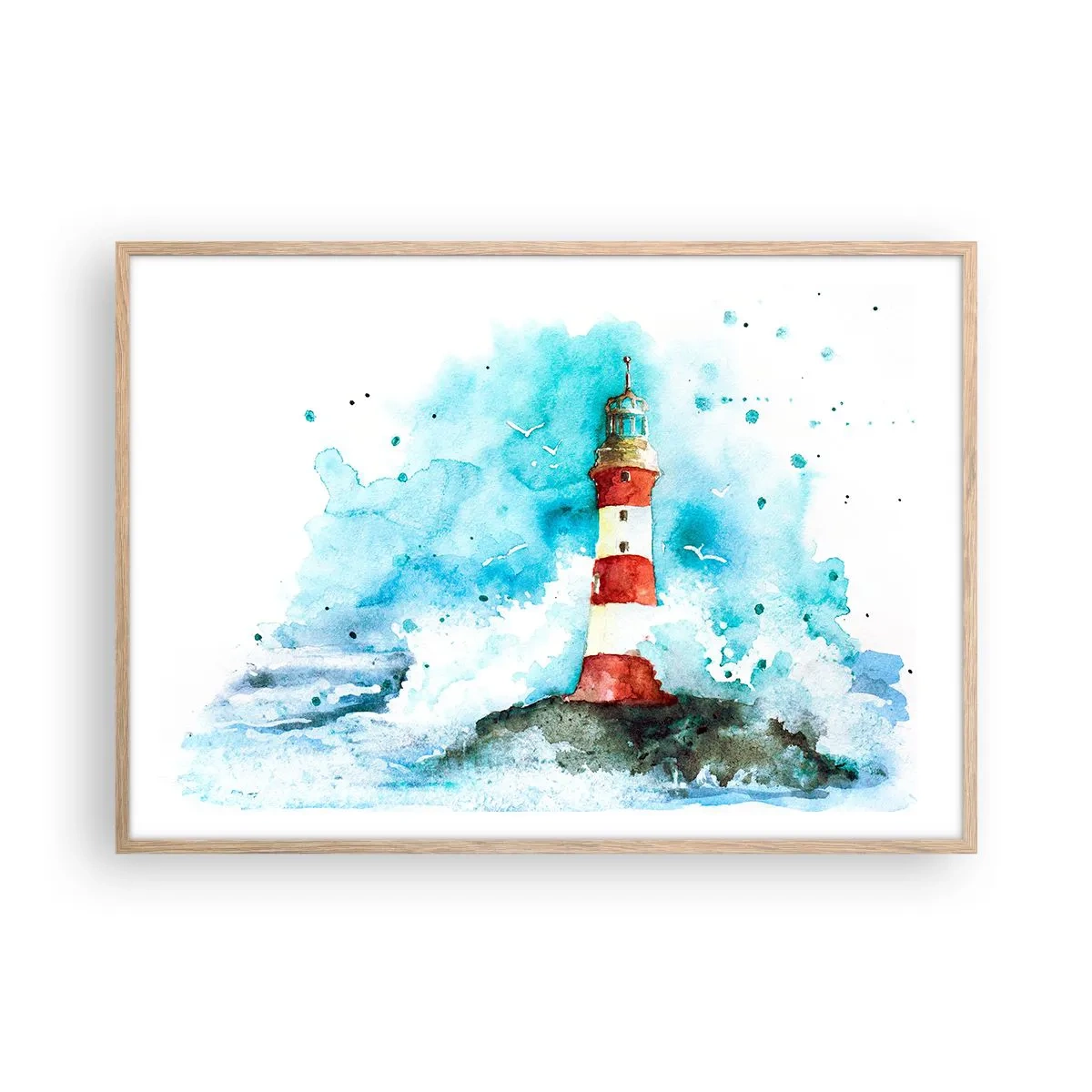 Pôster com moldura de carvalho claro - Unidade dos elementos da natureza - 100x70 cm