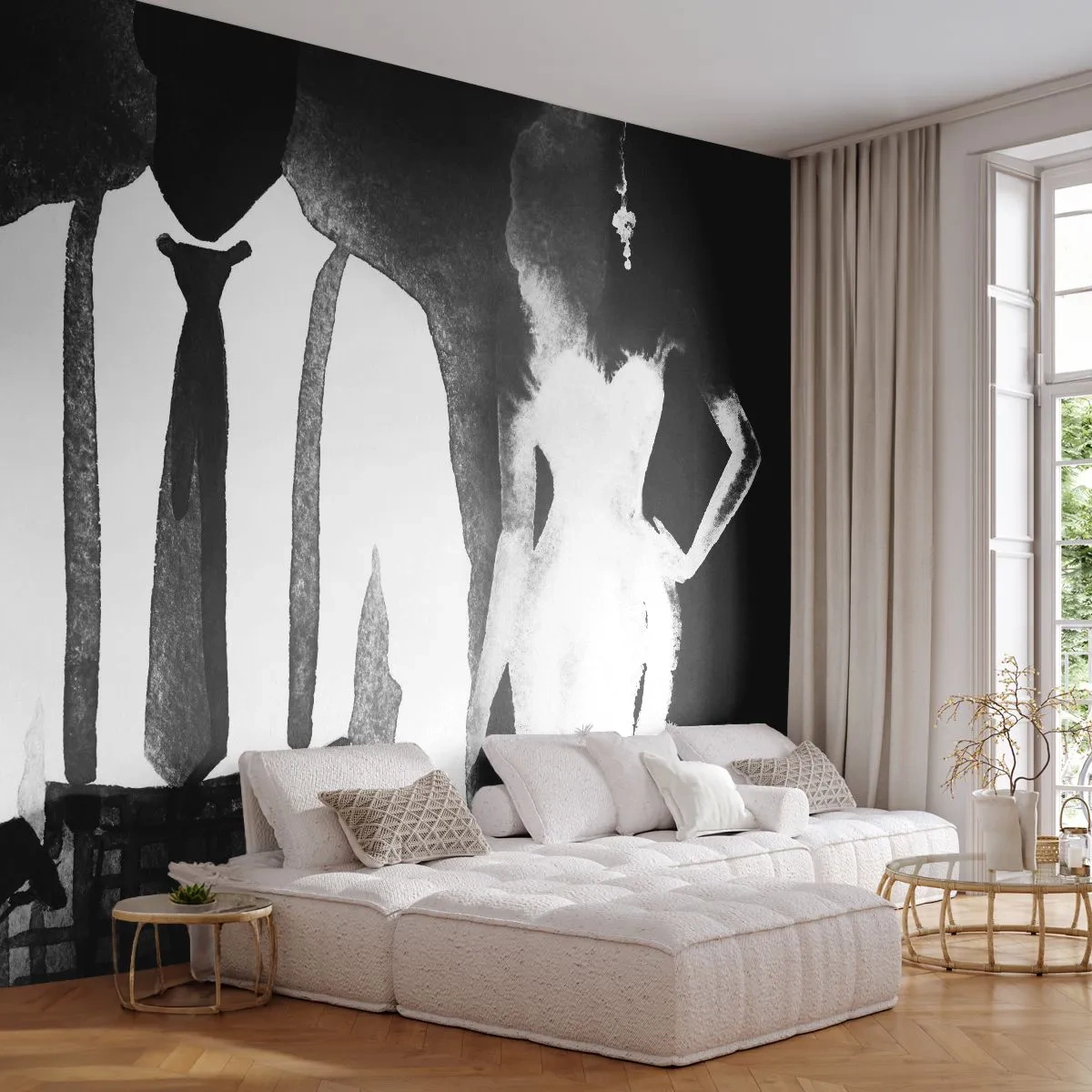 Papel de Parede Premium Sand - Num clima noir - Abstração, Mulher e Homem, Moda - 100x70 cm