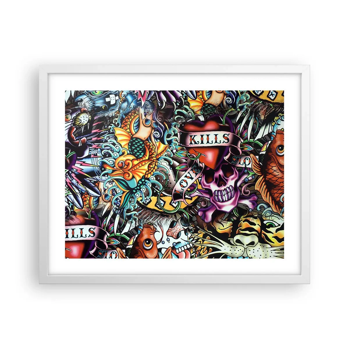 Pôster em moldura branca - O sonho do tatuador - 50x40 cm