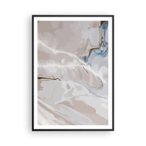 Pôster com moldura preta - Meandros azuis sob branco - 70x100 cm