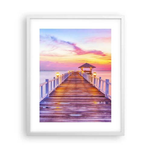 Pôster em moldura branca - O silêncio lilás-dourado da noite - 40x50 cm