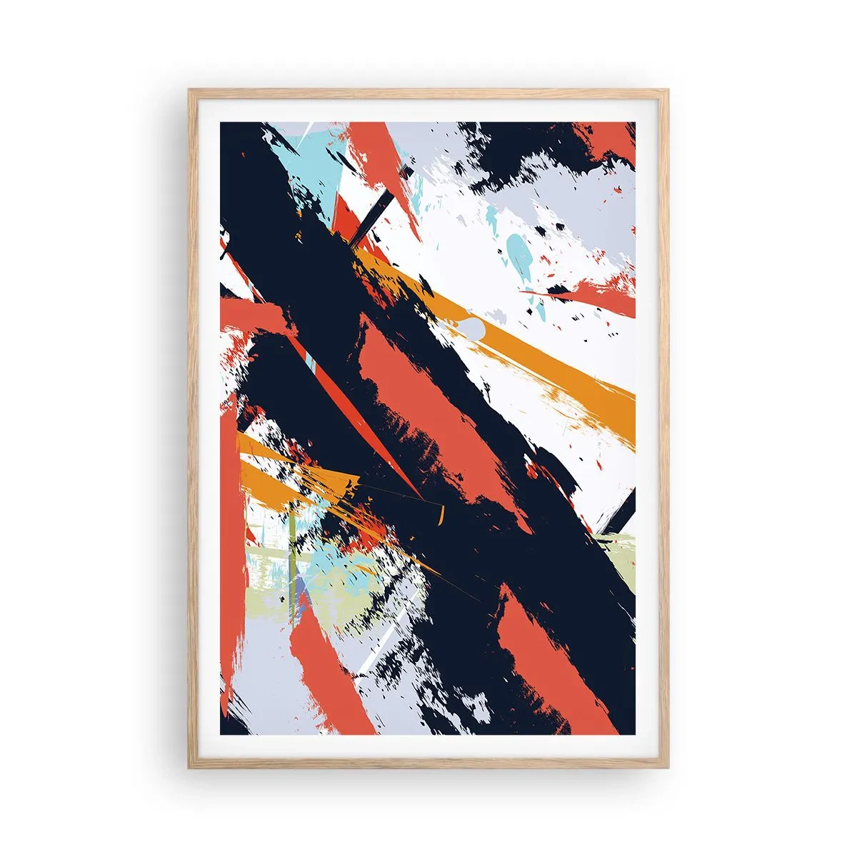 Pôster com moldura de carvalho claro - Composição dinâmica - 70x100 cm