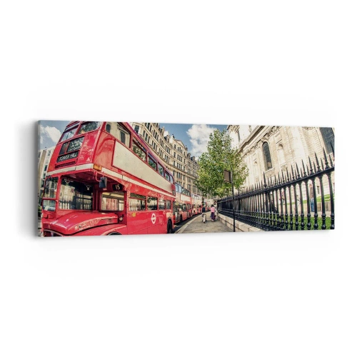 Quadro em tela - Rua de Londres em cinza e vermelho - 90x30 cm