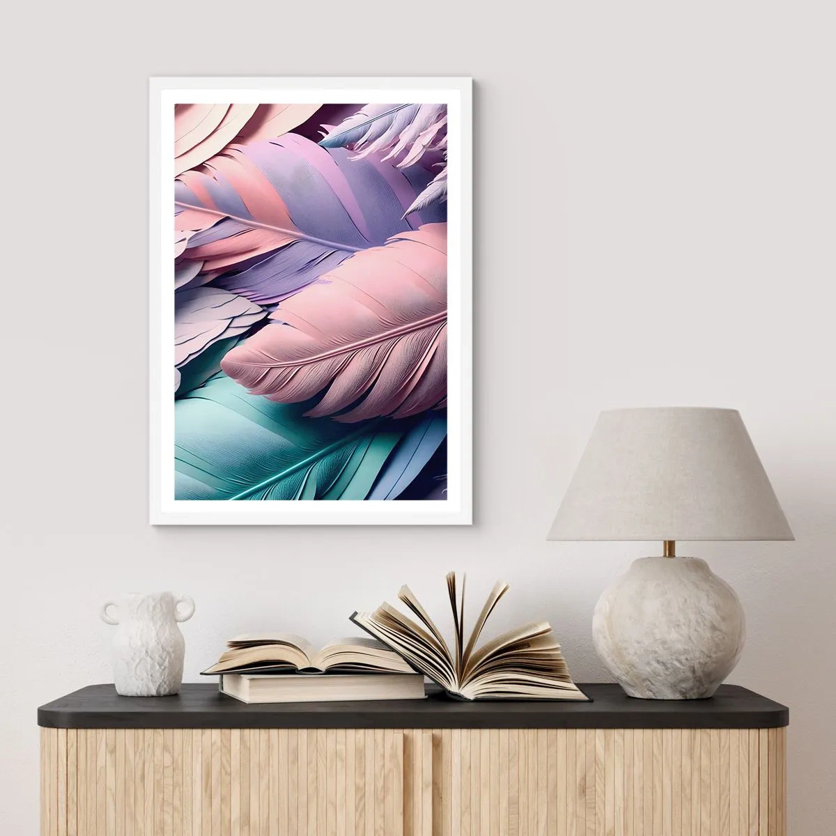Pôster em moldura branca - Pássaro chique - 61x91 cm
