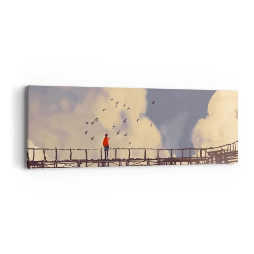 Quadro em tela - Saudade azul - 90x30 cm