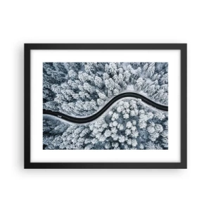 Pôster com moldura preta - Pelaa floresta no inverno - 40x30 cm