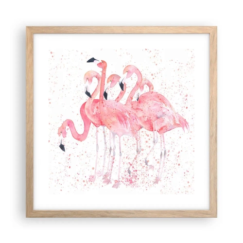 Pôster com moldura de carvalho claro - Conjunto cor-de-rosa - 40x40 cm
