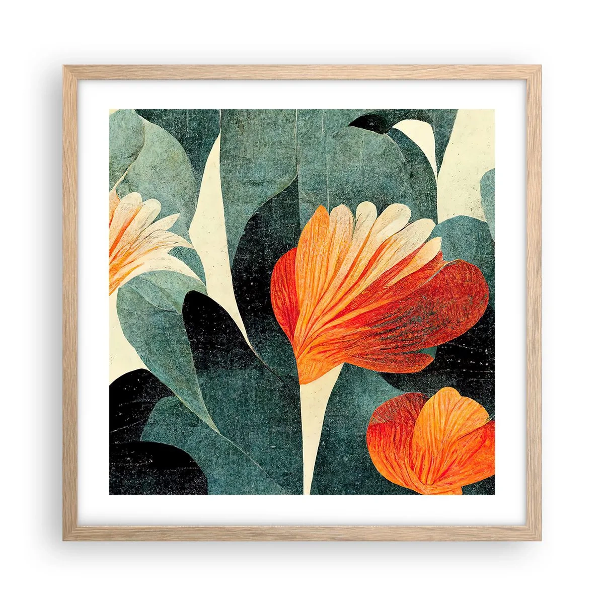 Pôster com moldura de carvalho claro - O calor dos trópicos e o frescor da vegetação - 50x50 cm