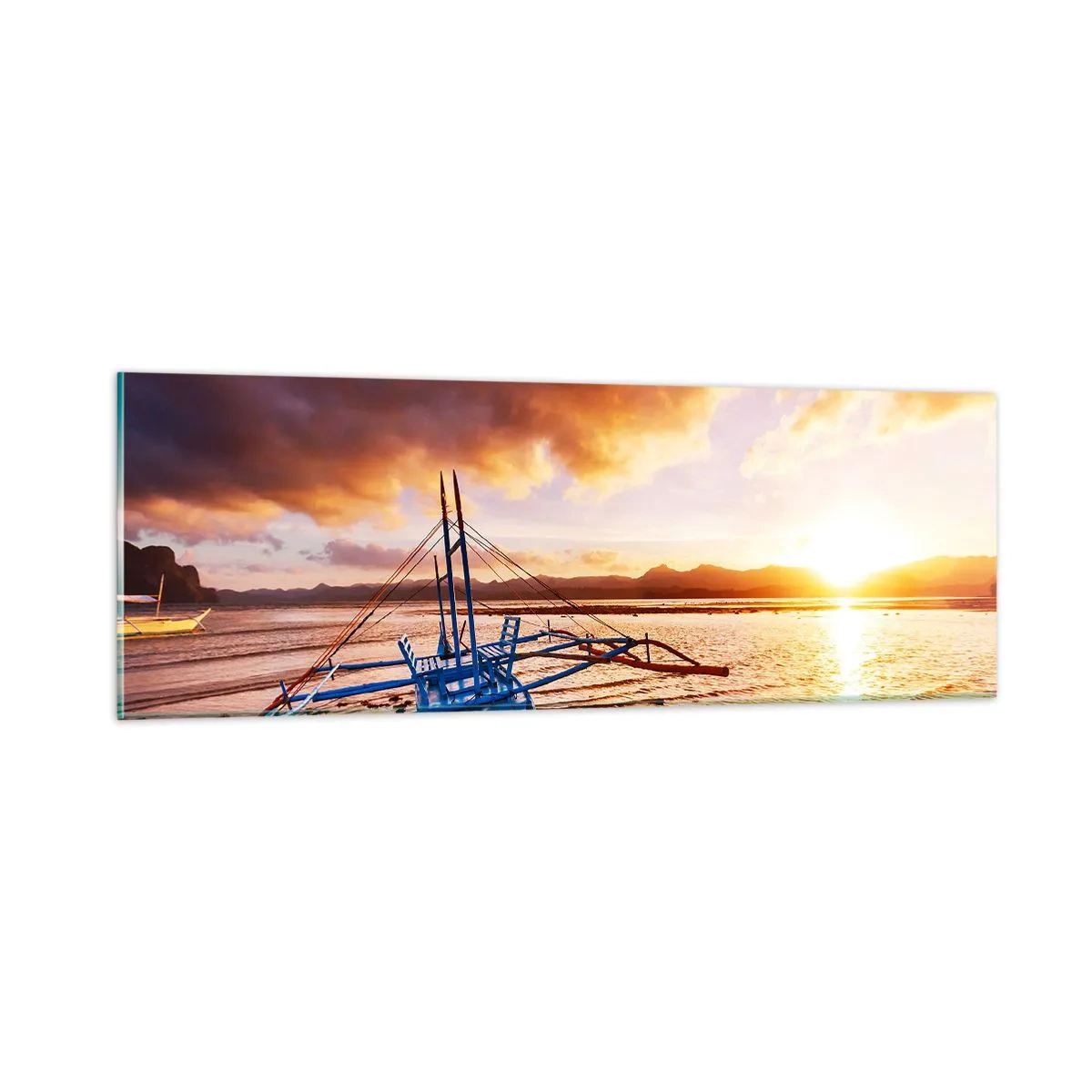 Quadro em vidro - Esticar-se na areia após um longo dia - 90x30 cm