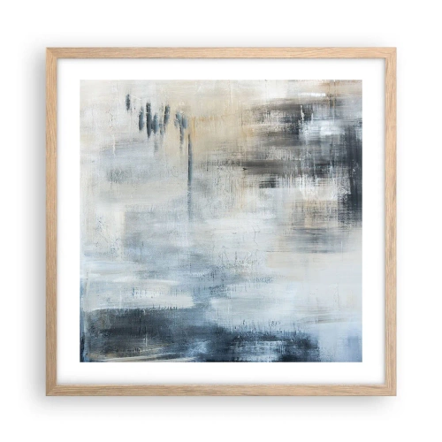 Pôster com moldura de carvalho claro - Atrás da cortina azul - 50x50 cm