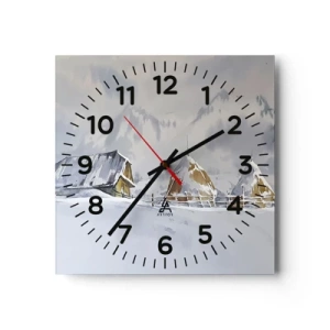 Relógio de parede - Relógio em vidro - No vale nevado - 40x40 cm