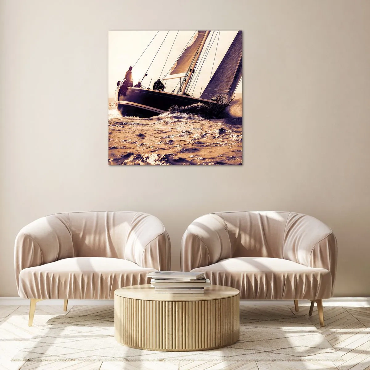 Quadro em vidro - A velejar, marujo - 40x40 cm