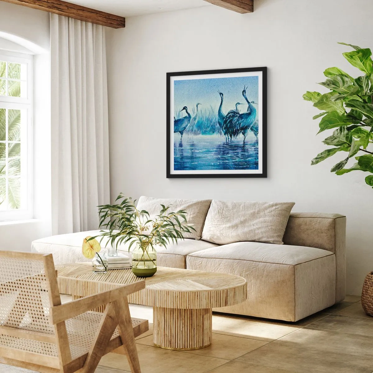 Pôster com moldura preta - Reunião matinal - 60x60 cm