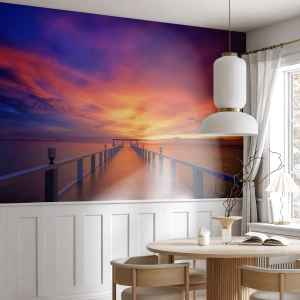 Papel de Parede Premium Sand - Sem fim - Paisagem, Cais, Pôr do sol - 100x70 cm