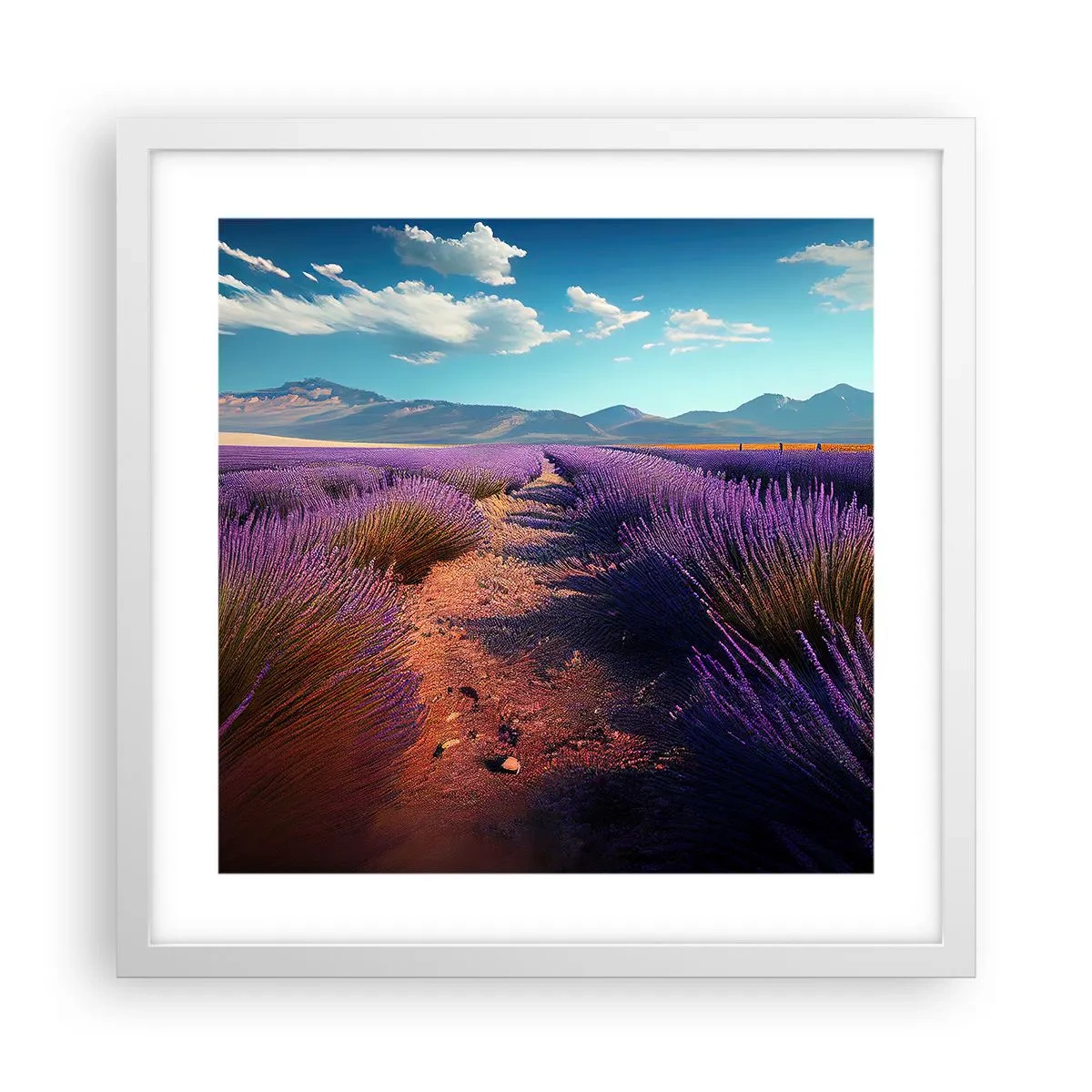 Pôster em moldura branca - Campos perfumados - 40x40 cm